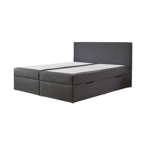 Siva boxspring postelja s prostorom za shranjevanje 180x200 cm Harry – Rojaplast