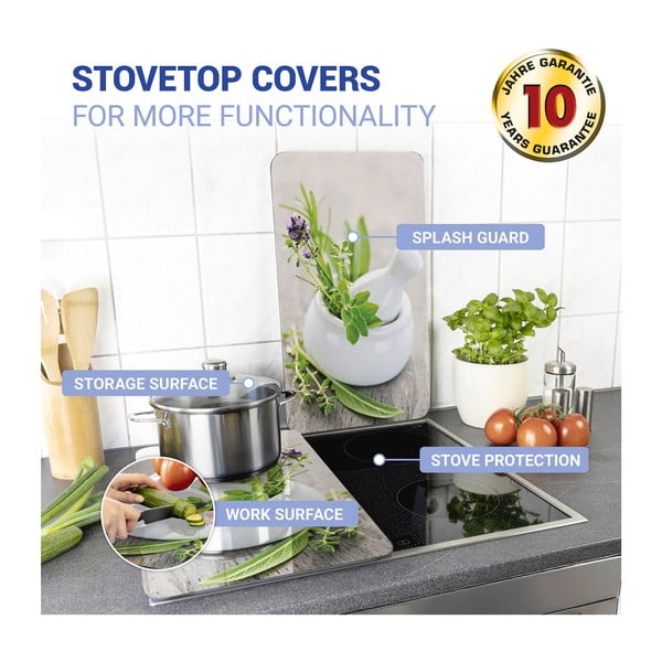 Komplet 2 steklenih zaščitnih plošč za štedilnik Wenko Herbal, 52 x 30 cm-image-4