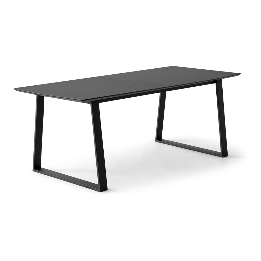 Črna raztegljiva jedilna miza s črno mizno ploščo 100x210 cm Meza