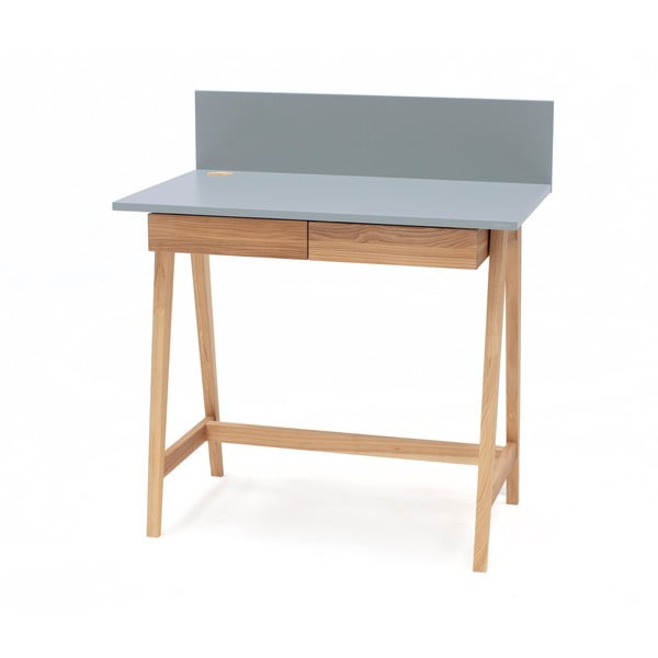 Siva pisalna miza s podnožjem iz jesenovega lesa Ragaba Luka, dolžina 85 cm