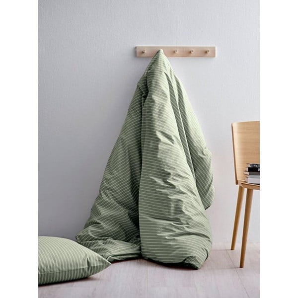 Svetlo zelena posteljnina iz bombaža Södahl Stripes, 140 x 200 cm-image-1