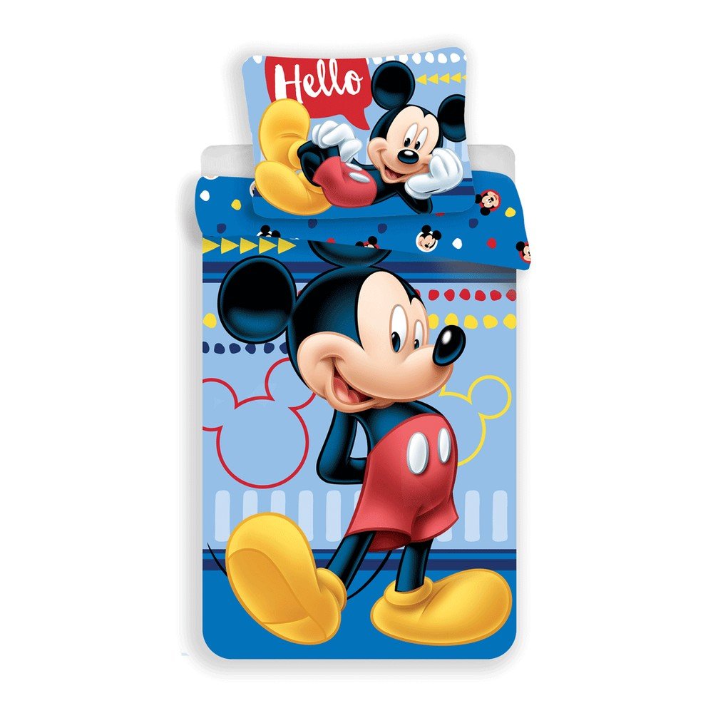 Enojna bombažna otroška posteljnina 140x200 cm  Mickey "Hello"