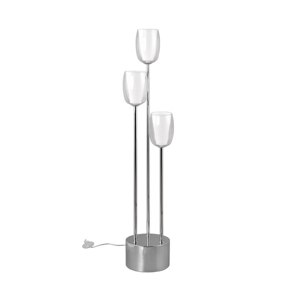 Stoječa svetilka v srebrni barvi s steklenim senčnikom (višina 140 cm) Barret – Trio Select