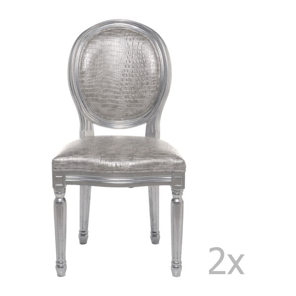 Komplet 2 jedilnih stolov v srebrni barvi Kare Design Louis