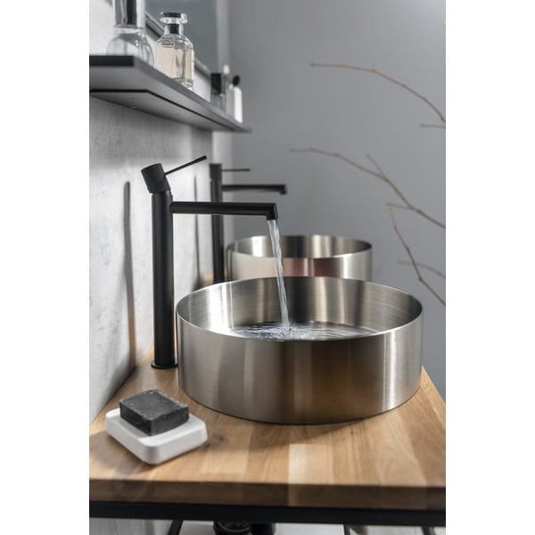 Mat črna stoječa armatura za umivalnik Solaris – Sapho-image-3