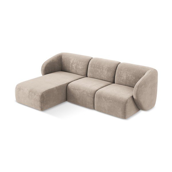 Svetlo rjava kotna sedežna garnitura iz šenilje (levi kot/z ležalnikom) Lani – Makamii-image-2