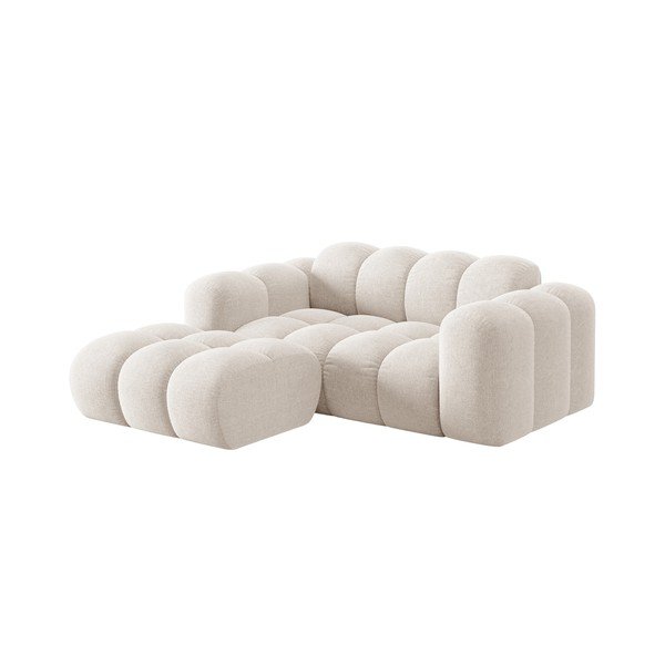 Kremno bela kotna sedežna garnitura iz šenilje (levi kot/z ležalnikom) Treno – Cosmopolitan Design-image-1