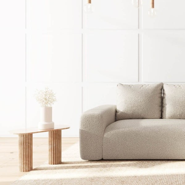 Bež kotna sedežna garnitura iz tkanine bouclé (desni kot/z ležalnikom) Monce – Rodier-image-4