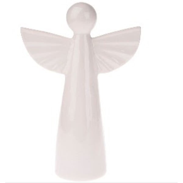 Okras iz bele keramike v obliki angela, višina 12,6 cm