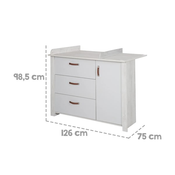 Bela nizka otroška komoda s previjalnim pultom 126x99 cm Mila – Roba-image-3