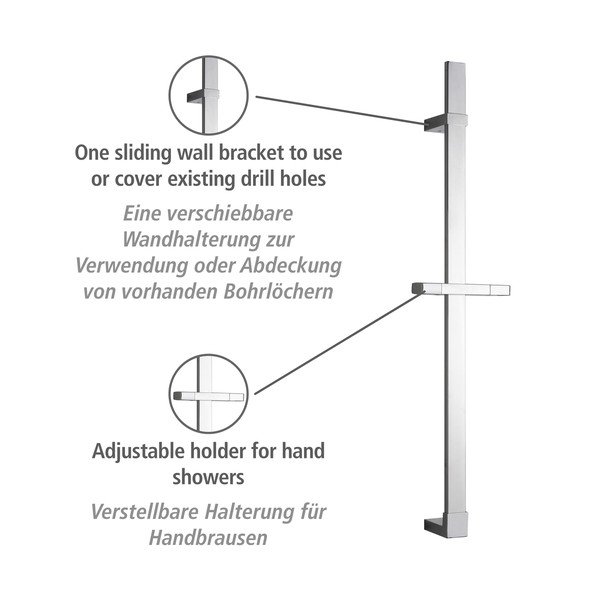 Stenski drsni drog za tuš iz nerjavečega jekla v sijajno srebrni barvi 68 cm Design – Wenko-image-3