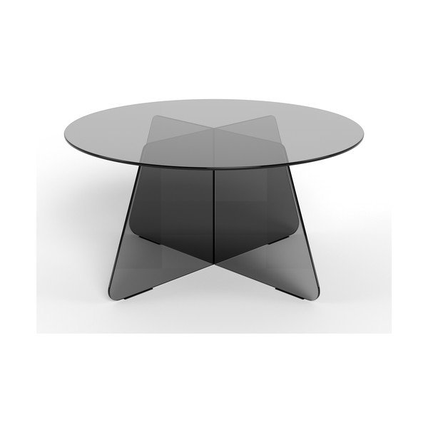 Siva steklena okrogla klubska mizica ø 80 cm Samos – Actona-image-2