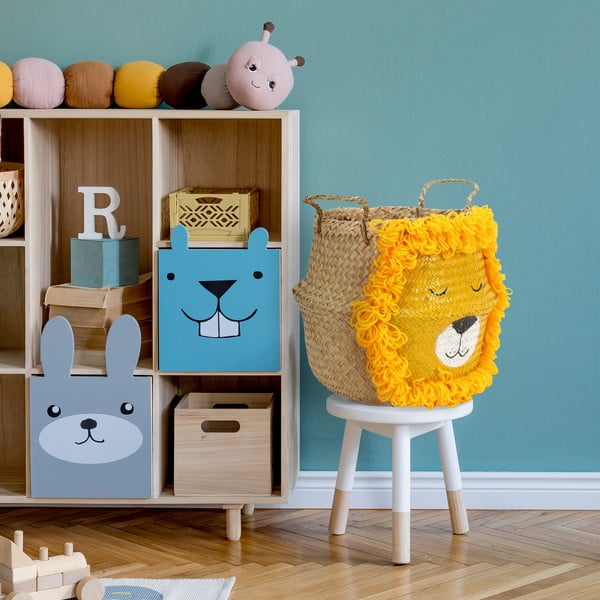 Rumena/naravna otroška škatla za shranjevanje iz morske trave ø 30x28 cm Lion – Compactor-image-1