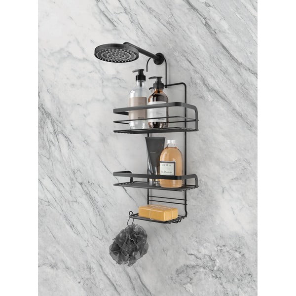 Črna viseča kopalniška polica Metaltex Origin Lava-image-1
