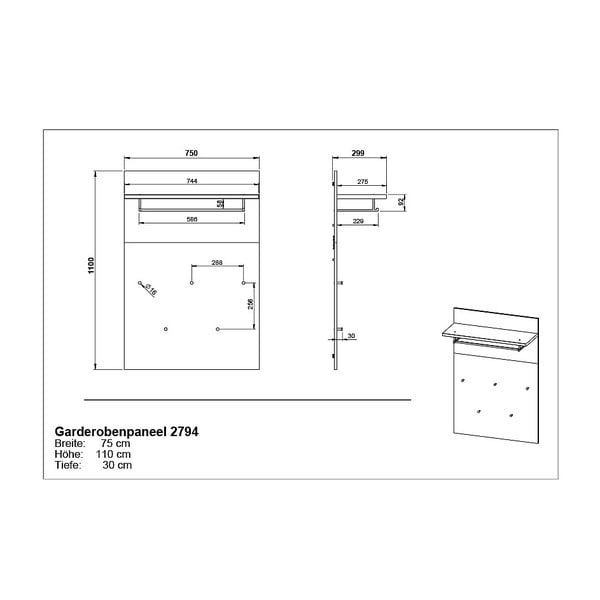 Garderobni panel v hrastovem dekorju v naravni barvi Fremont – Germania-image-4