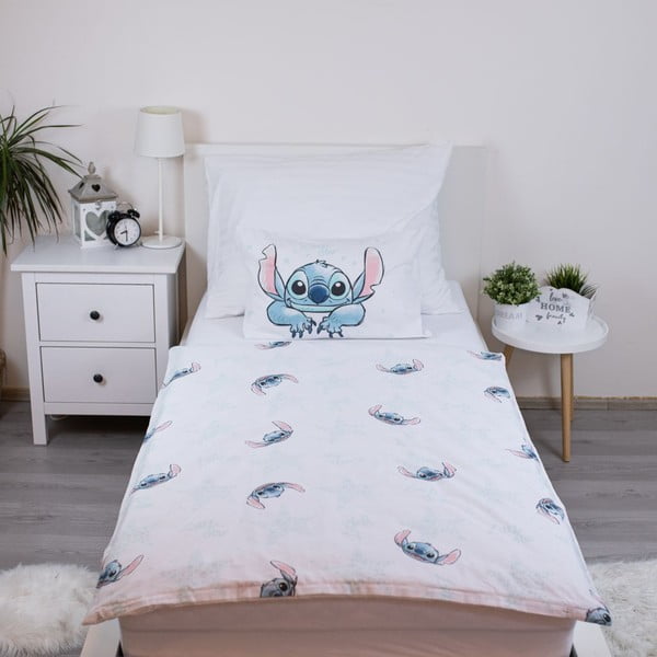 Bela bombažna otroška posteljnina za otroško posteljico 100x135 cm Lilo and Stitch "White Star" – Jerry Fabrics-image-2