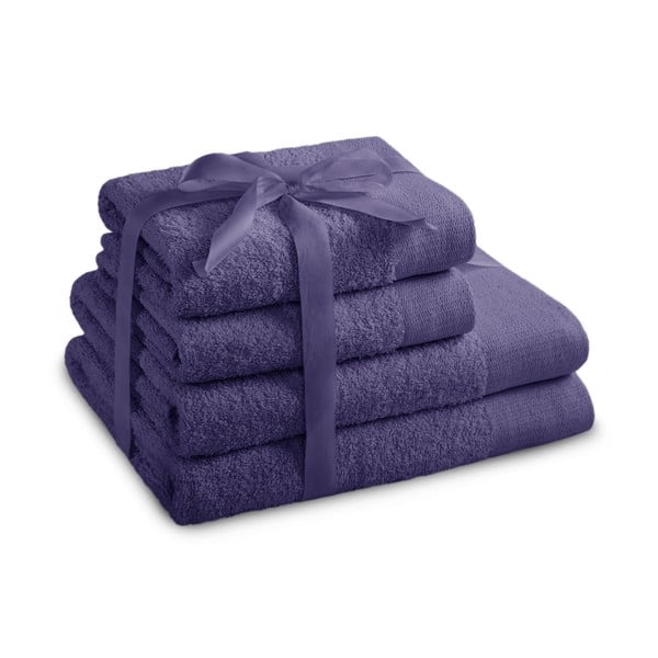 Vijolični frotirni bombažni komplet brisač 4 ks Amari – Restilo