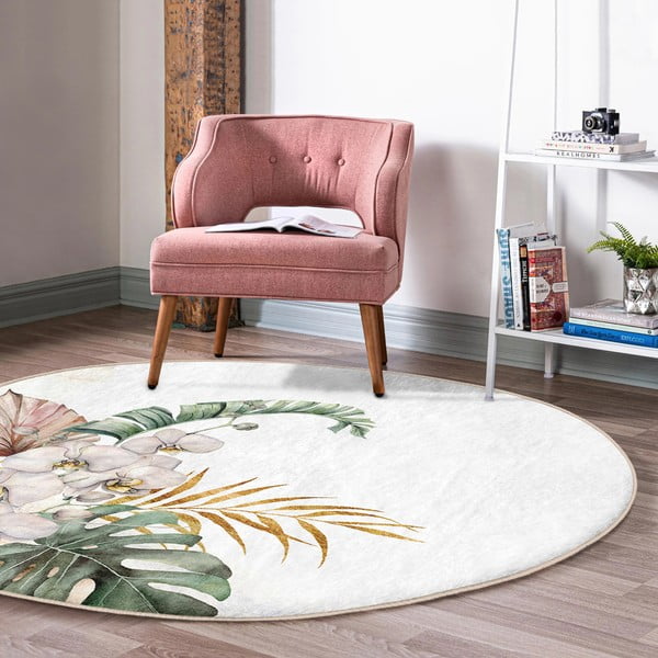 Kremno bela pralna okrogla preproga primerna za robotski sesalnik ø 100 cm Comfort – Mila Home-image-4