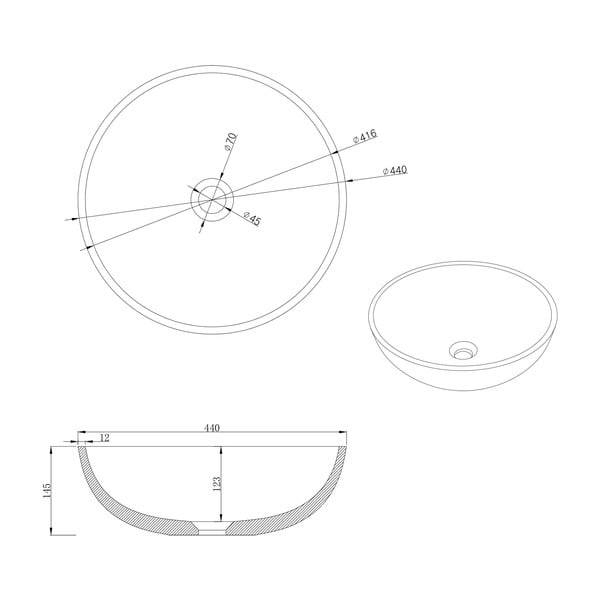Temno siv betonski okrogel umivalnik ø 44 cm Turf – Sapho-image-3