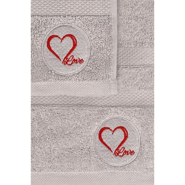 Sivi frotirni bombažni komplet brisač 2 ks Love – Foutastic-image-2