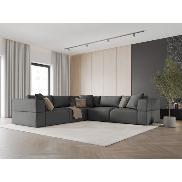 Temno siva kotna sedežna garnitura (s kotom po izbiri) Esther – Milo Casa-image-1