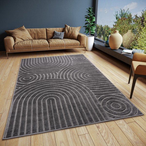 Antracitno siva preproga 67x120 cm Iconic Wave – Hanse Home-image-1