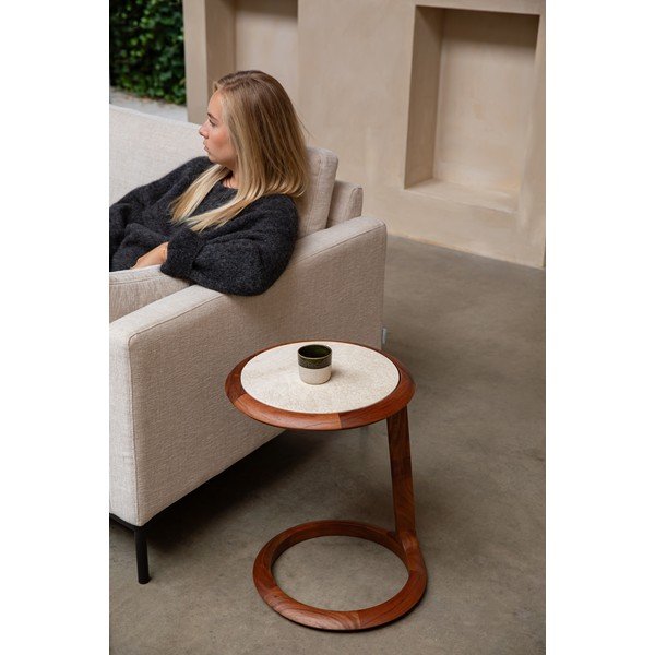 Okrogla stranska mizica s kamnito mizno ploščo 41x45 cm Doppio – Zuiver-image-1