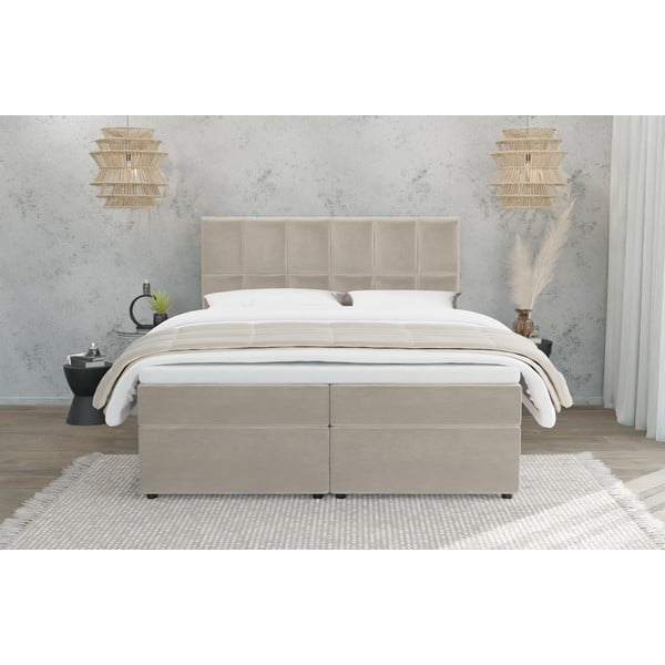 Bež boxspring postelja s prostorom za shranjevanje 160x200 cm Flip – Ropez-image-2
