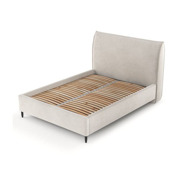 Kremno bela oblazinjena zakonska postelja s prostorom za shranjevanje z letvenim dnom 180x200 cm Shell – Maison de Rêve-image-2