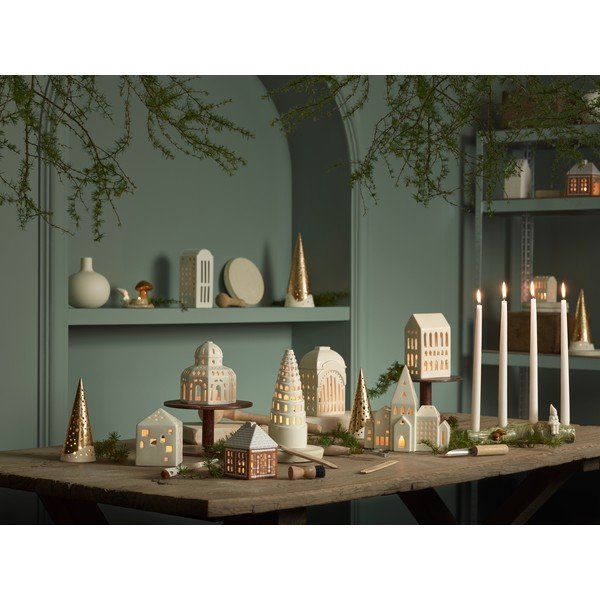 Porcelanasti svečnik v zlati barvi Kähler Design Nobili, višina 25,5 cm-image-2