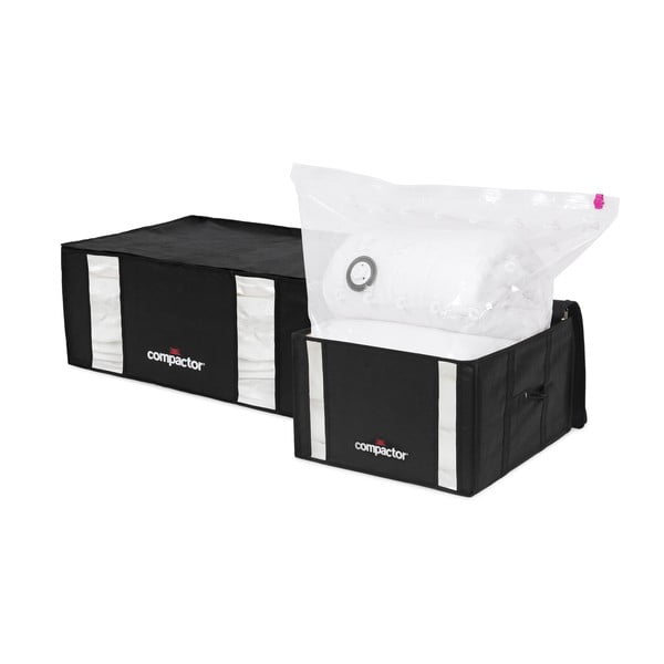 Vakuumske/ojačane tekstilne škatle za shranjevanje oblačil v kompletu 2 ks 50x65x27 cm Black Edition – Compactor