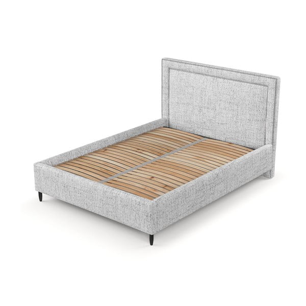 Svetlo siva oblazinjena zakonska postelja s prostorom za shranjevanje z letvenim dnom 180x200 cm Baleine – Maison de Rêve-image-4