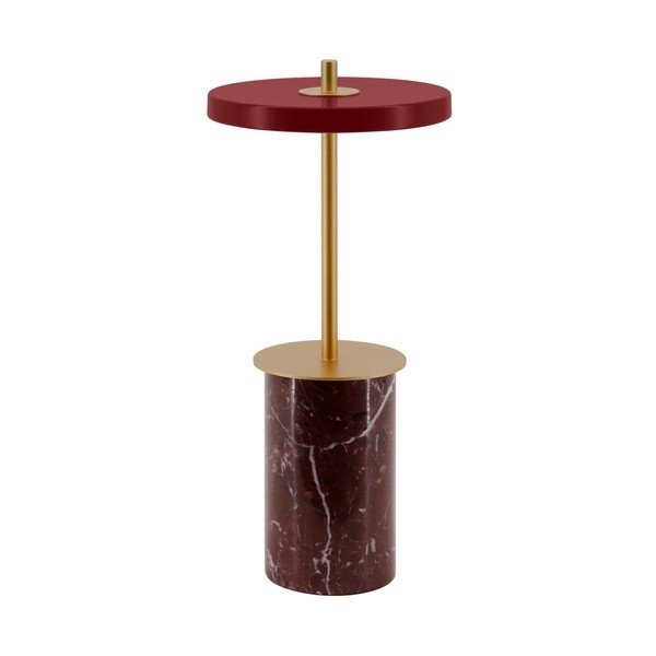 Rdeča marmorna LED zatemnitvena namizna svetilka s kovinskim senčnikom (višina 25,5 cm) Asteria Move Mini – UMAGE