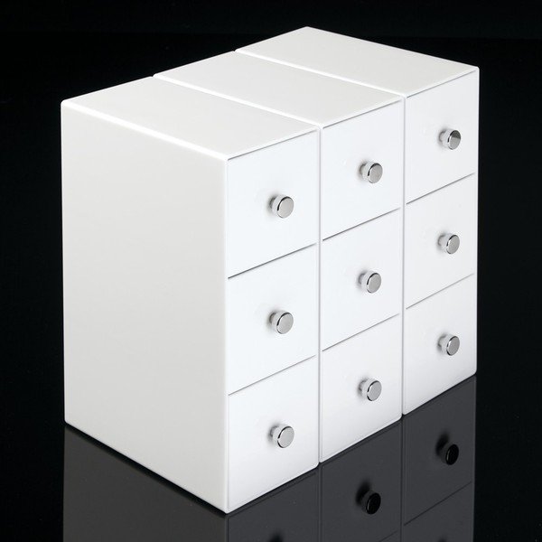 Bela škatla za shranjevanje s 3 predali InterDesign Predali Tower, višina 18 cm-image-2
