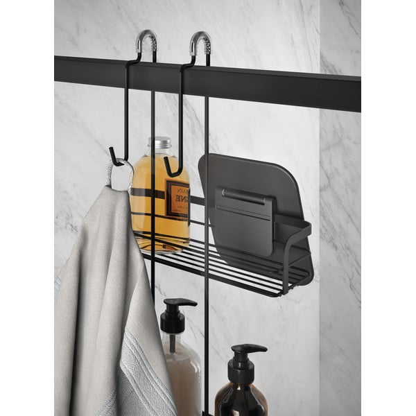 Mat črna jeklena viseča kopalniška polica Lava – Metaltex-image-4