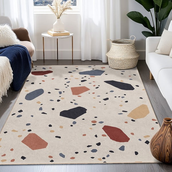 Kremno bela pralna preproga 80x150 cm Cracked Terrazzo – Mila Home-image-4