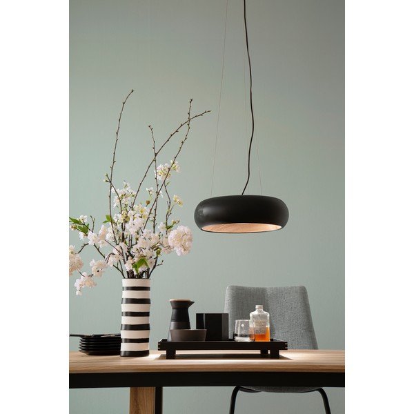 Črna LED zatemnitvena viseča svetilka s kovinskim senčilom ø 40 cm Wood – Fischer & Honsel-image-2