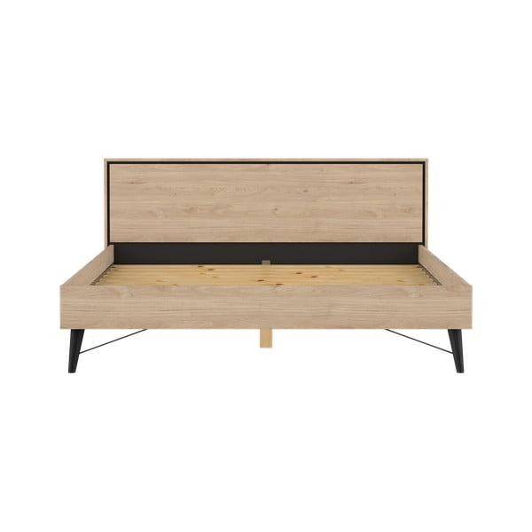 Zakonska postelja v hrastovem dekorju z letvenim dnom 180x200 cm v naravni barvi Ry – Tvilum-image-2