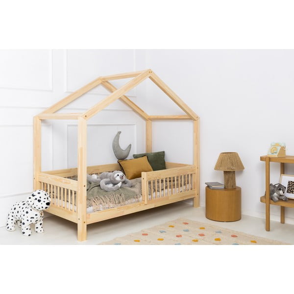 Otroška postelja iz masivnega bora v obliki hiške z dodatnim ležiščem in prostorom za shranjevanje 140x200 cm Mila RMW – Adeko-image-2