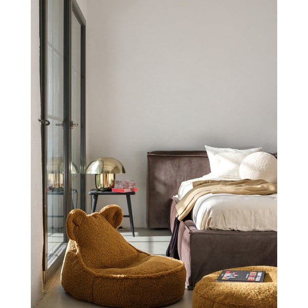 Rjava otroška vreča za sedenje iz tkanine bouclé Bear – Wigiwama-image-4