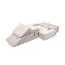 Kremno belo otroško igrišče iz pene iz rebrastega žameta 6 ks višina 40 cm 100x35 cm Montessori – Meowbaby