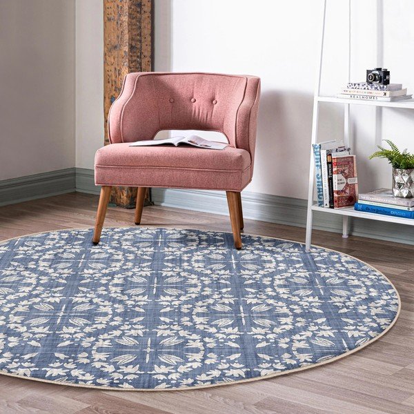 Modra pralna okrogla preproga primerna za robotski sesalnik ø 100 cm Comfort – Mila Home-image-3