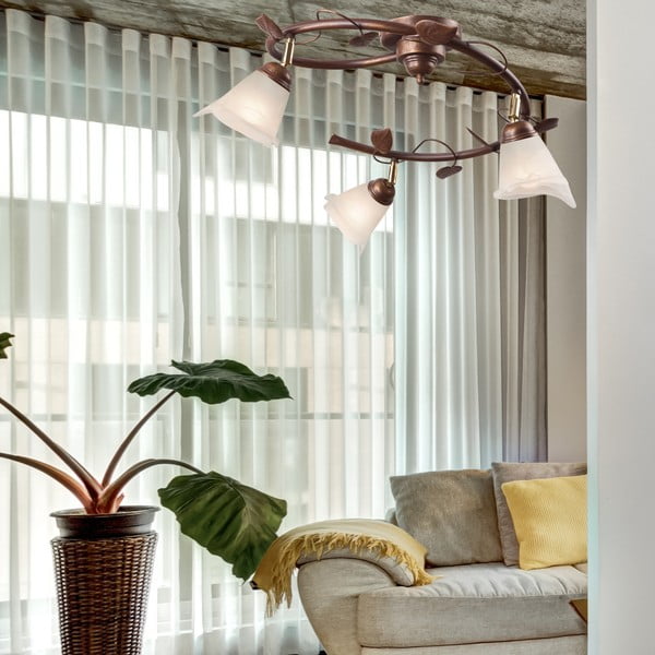 Temno rjava stropna svetilka s steklenim senčnikom ø 13 cm Bluszcz – LAMKUR-image-2