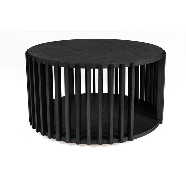 Črna hrastova mizica Woodman Drum, ø 83 cm-image-2