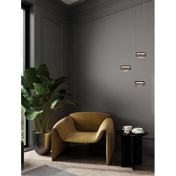 Mat črna steklena LED viseča svetilka ø 14 cm Jailyn – Nova Luce-image-2