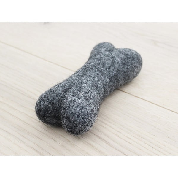 Antracitno siva volnena igrača za hišne ljubljenčke v obliki kosti Wooldot Pet Bones, dolžina 14 cm