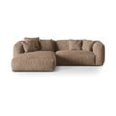 Svetlo rjava žametna kotna sedežna garnitura (levi kot/z ležalnikom) Martina – Micadoni 