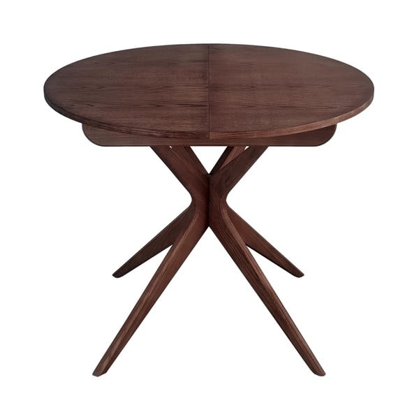 Okrogla raztegljiva jedilna miza z dodatno ploščo v orehovem dekorju ø 90 cm Jubi – Ragaba