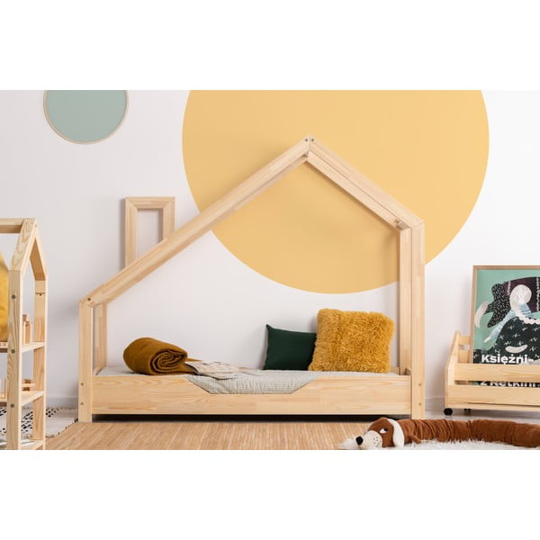 Otroška postelja hiška iz borovega lesa Adeko Luna Bek, 90 x 140 cm