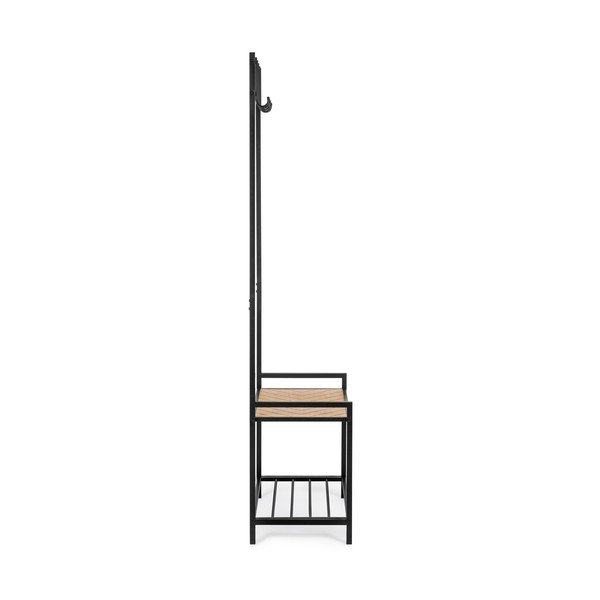 Črn/v naravni barvi kovinski stenski obešalnik s polico 64,5 cm Haldor – Yes Everyday-image-3